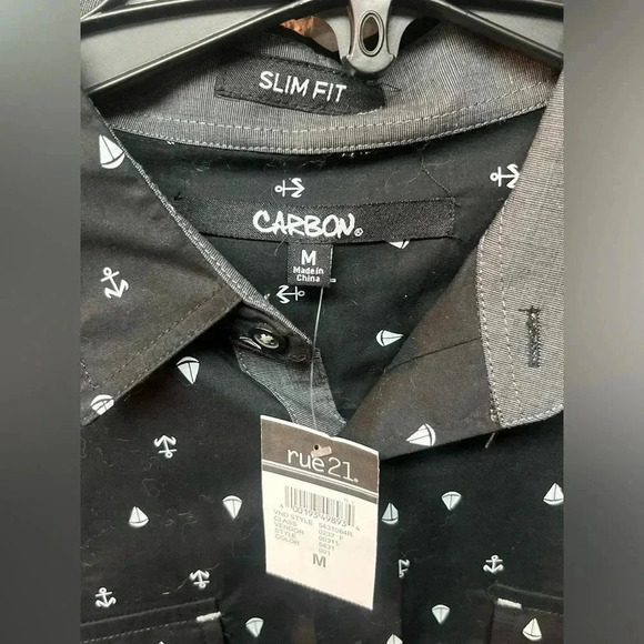 Carbon Long Sleeve Slim Casual Button-Down Shirts for Men - Picture 2 of 5